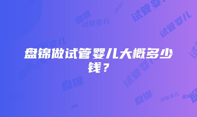 盘锦做试管婴儿大概多少钱？