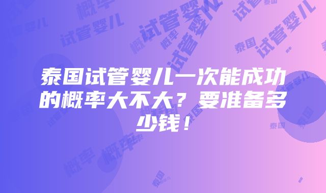 泰国试管婴儿一次能成功的概率大不大？要准备多少钱！