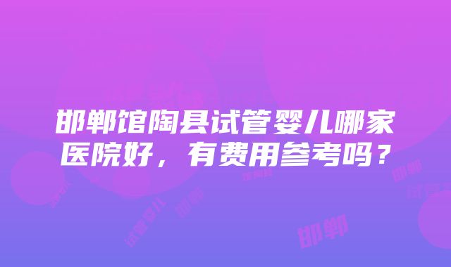 邯郸馆陶县试管婴儿哪家医院好，有费用参考吗？