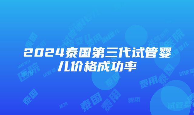 2024泰国第三代试管婴儿价格成功率