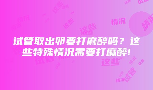 试管取出卵要打麻醉吗？这些特殊情况需要打麻醉!