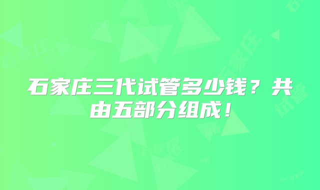 石家庄三代试管多少钱？共由五部分组成！