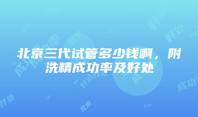 北京三代试管多少钱啊，附洗精成功率及好处