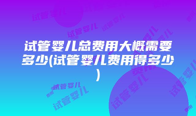 试管婴儿总费用大概需要多少(试管婴儿费用得多少)