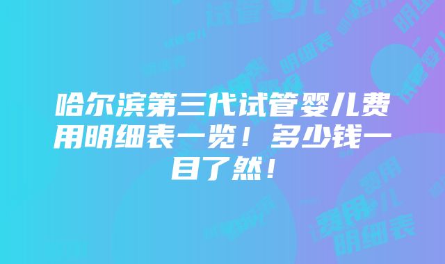 哈尔滨第三代试管婴儿费用明细表一览！多少钱一目了然！