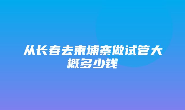 从长春去柬埔寨做试管大概多少钱