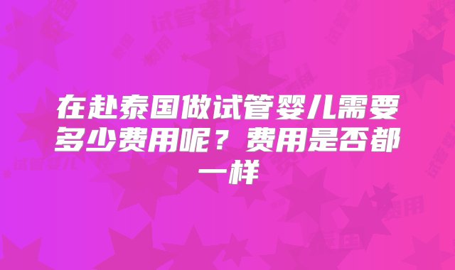 在赴泰国做试管婴儿需要多少费用呢？费用是否都一样