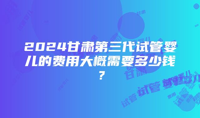 2024甘肃第三代试管婴儿的费用大概需要多少钱？