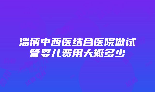 淄博中西医结合医院做试管婴儿费用大概多少