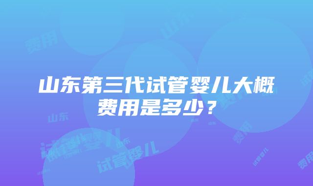 山东第三代试管婴儿大概费用是多少？