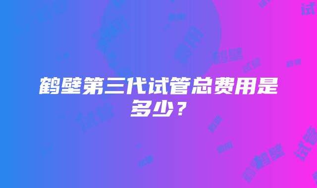 鹤壁第三代试管总费用是多少？