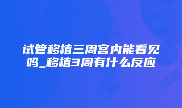 试管移植三周宫内能看见吗_移植3周有什么反应