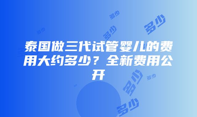 泰国做三代试管婴儿的费用大约多少？全新费用公开