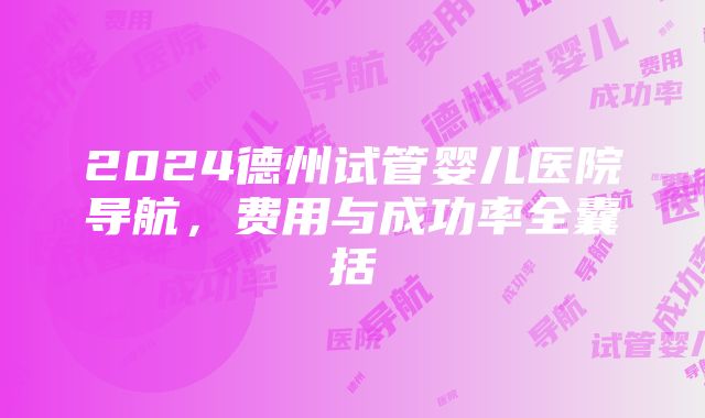 2024德州试管婴儿医院导航，费用与成功率全囊括