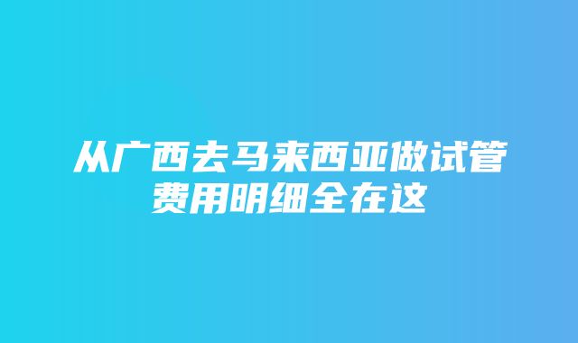 从广西去马来西亚做试管费用明细全在这