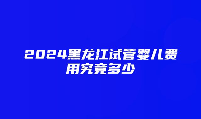 2024黑龙江试管婴儿费用究竟多少