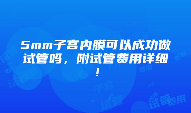 5mm子宫内膜可以成功做试管吗，附试管费用详细！