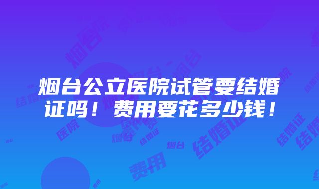 烟台公立医院试管要结婚证吗！费用要花多少钱！