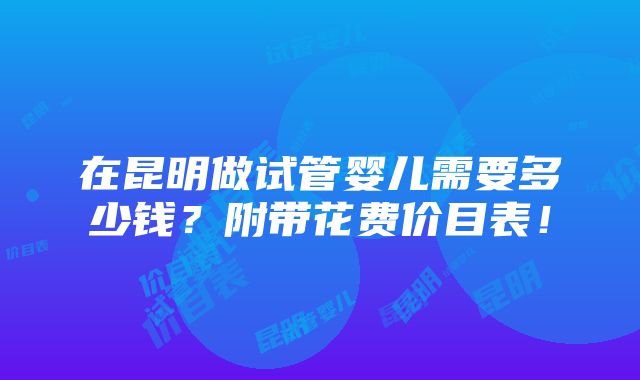 在昆明做试管婴儿需要多少钱？附带花费价目表！