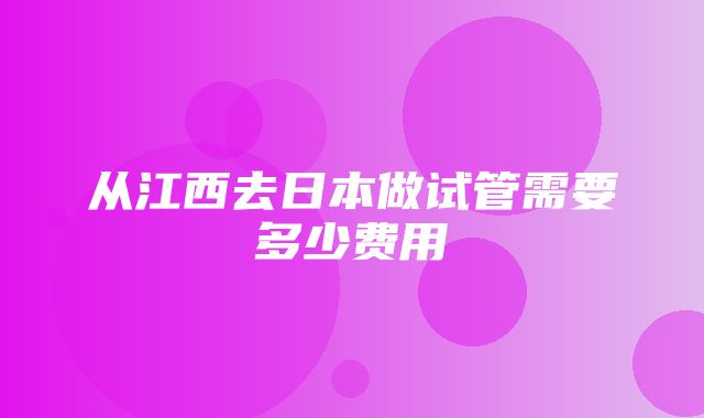 从江西去日本做试管需要多少费用