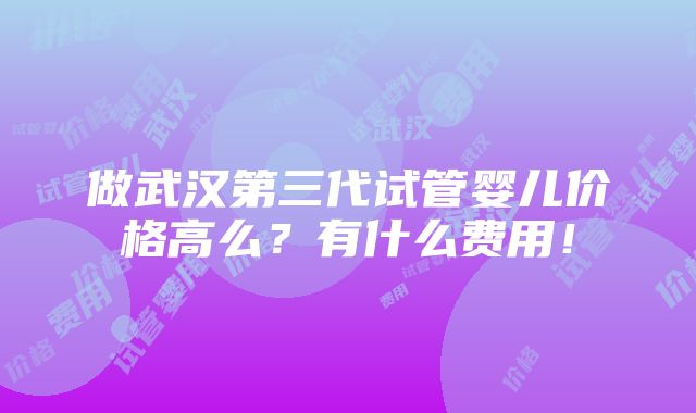 做武汉第三代试管婴儿价格高么？有什么费用！