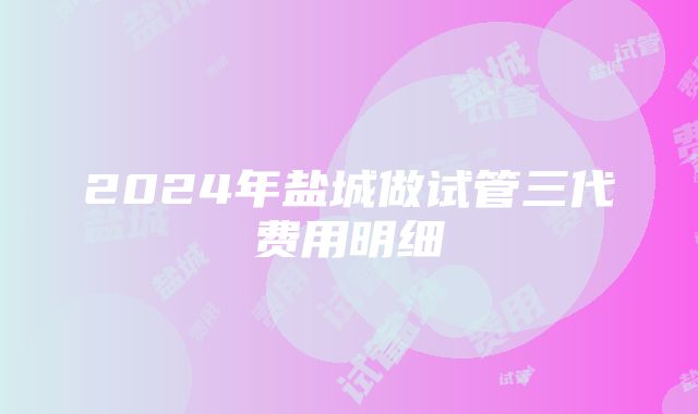 2024年盐城做试管三代费用明细