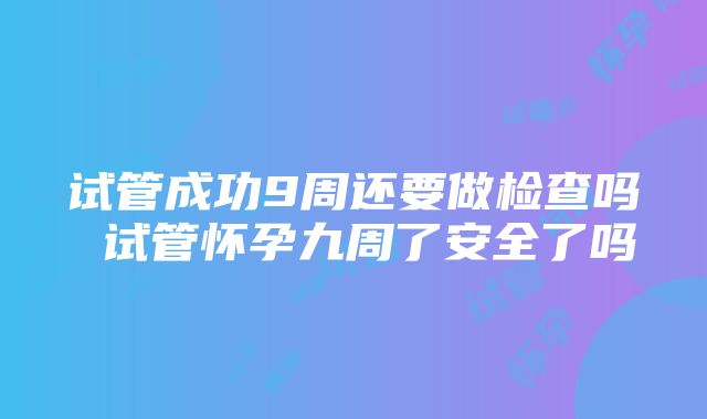 试管成功9周还要做检查吗 试管怀孕九周了安全了吗