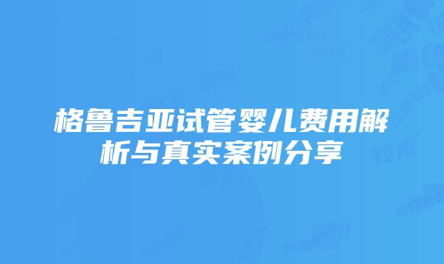 格鲁吉亚试管婴儿费用解析与真实案例分享