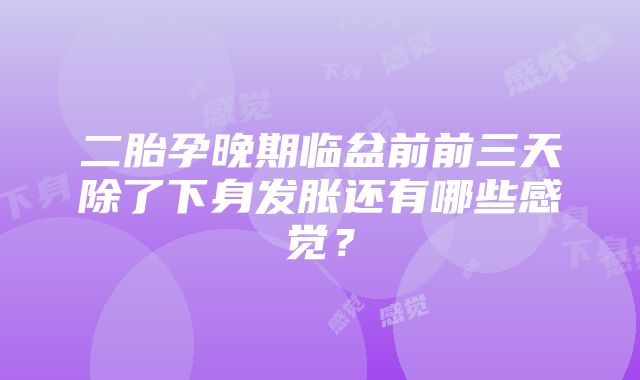 二胎孕晚期临盆前前三天除了下身发胀还有哪些感觉？