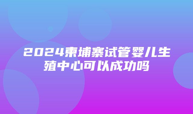 2024柬埔寨试管婴儿生殖中心可以成功吗