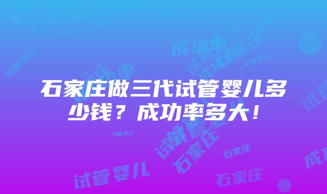 石家庄做三代试管婴儿多少钱？成功率多大！