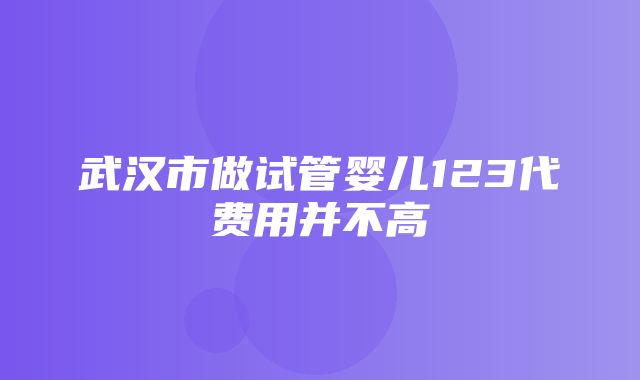 武汉市做试管婴儿123代费用并不高