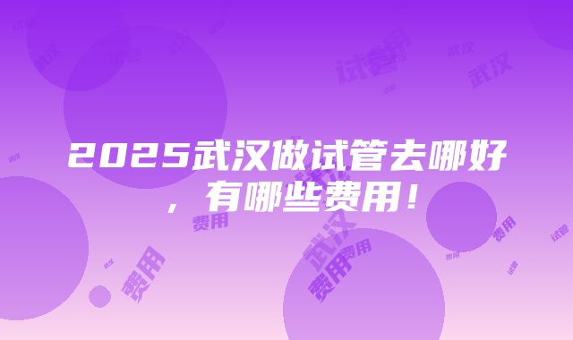 2025武汉做试管去哪好，有哪些费用！