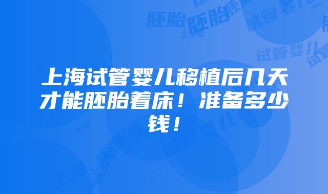 上海试管婴儿移植后几天才能胚胎着床！准备多少钱！