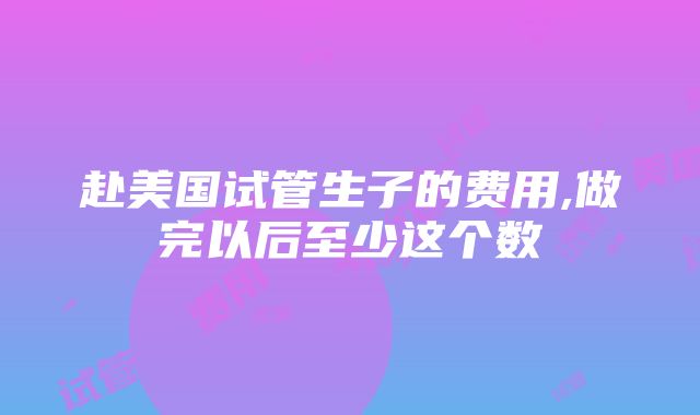 赴美国试管生子的费用,做完以后至少这个数