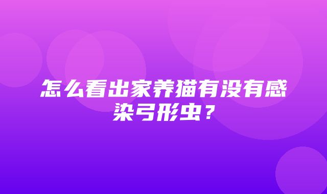 怎么看出家养猫有没有感染弓形虫？