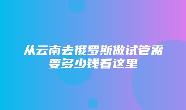 从云南去俄罗斯做试管需要多少钱看这里