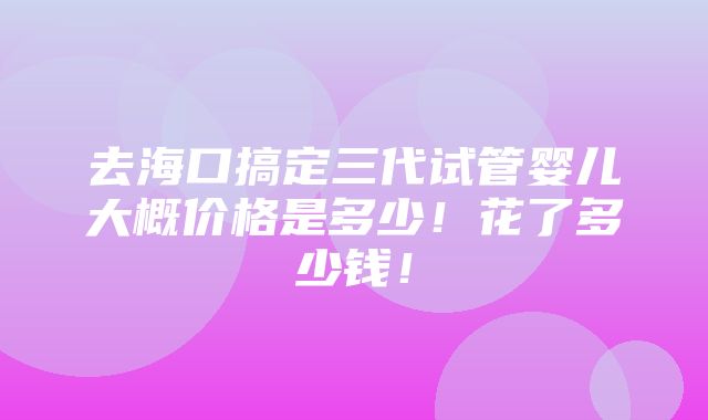 去海口搞定三代试管婴儿大概价格是多少！花了多少钱！