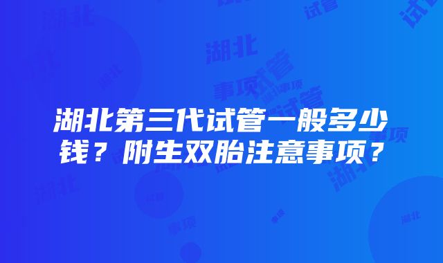 湖北第三代试管一般多少钱？附生双胎注意事项？