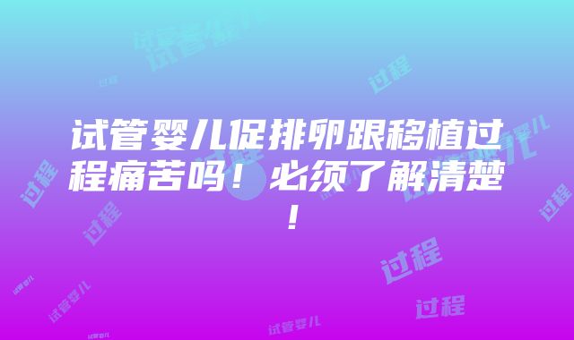 试管婴儿促排卵跟移植过程痛苦吗！必须了解清楚！