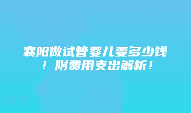 襄阳做试管婴儿要多少钱！附费用支出解析！