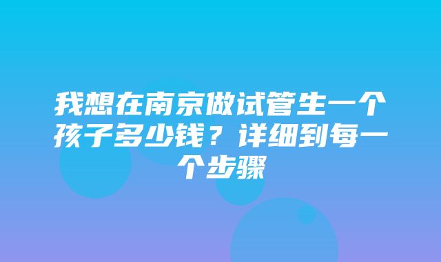 我想在南京做试管生一个孩子多少钱？详细到每一个步骤