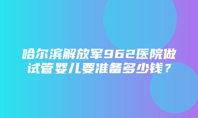 哈尔滨解放军962医院做试管婴儿要准备多少钱？