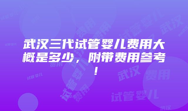 武汉三代试管婴儿费用大概是多少，附带费用参考！