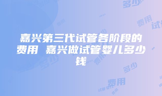 嘉兴第三代试管各阶段的费用 嘉兴做试管婴儿多少钱