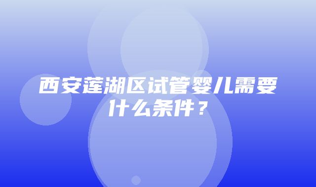 西安莲湖区试管婴儿需要什么条件？