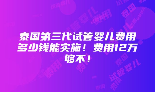 泰国第三代试管婴儿费用多少钱能实施！费用12万够不！