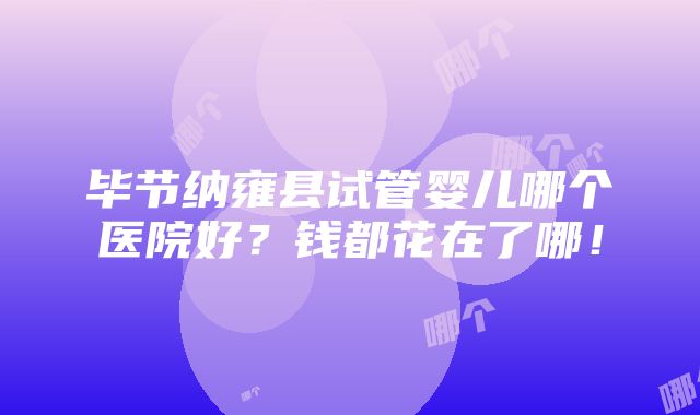 毕节纳雍县试管婴儿哪个医院好？钱都花在了哪！