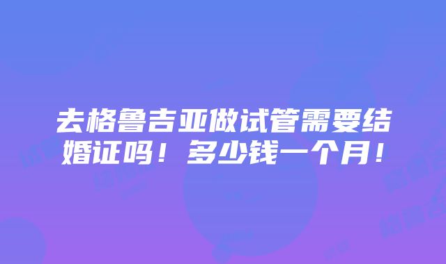 去格鲁吉亚做试管需要结婚证吗！多少钱一个月！