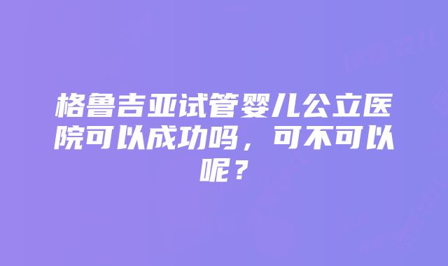 格鲁吉亚试管婴儿公立医院可以成功吗，可不可以呢？